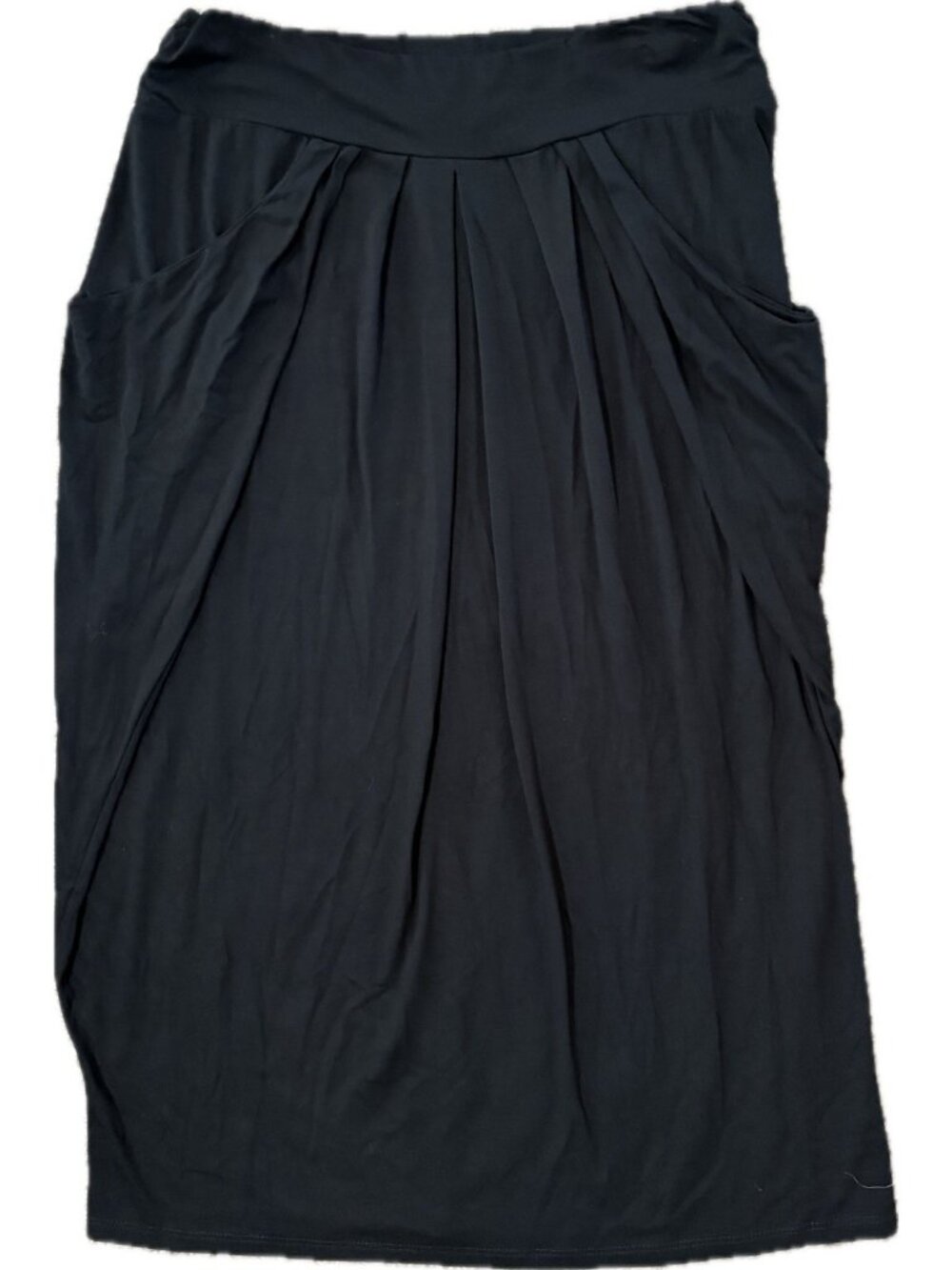 Ronen Chen 1 US 6 Skirt Midi Lagenlook Draped Pockets Stretch Knit VTG Pleated
